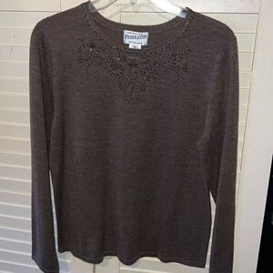 Vintage Pendleton Merino wool sweater with hand beaded details size medium